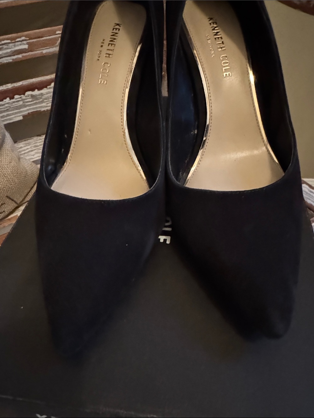 Kenneth Cole Black Suede Pointed Toe Heels - Picture 3 of 4